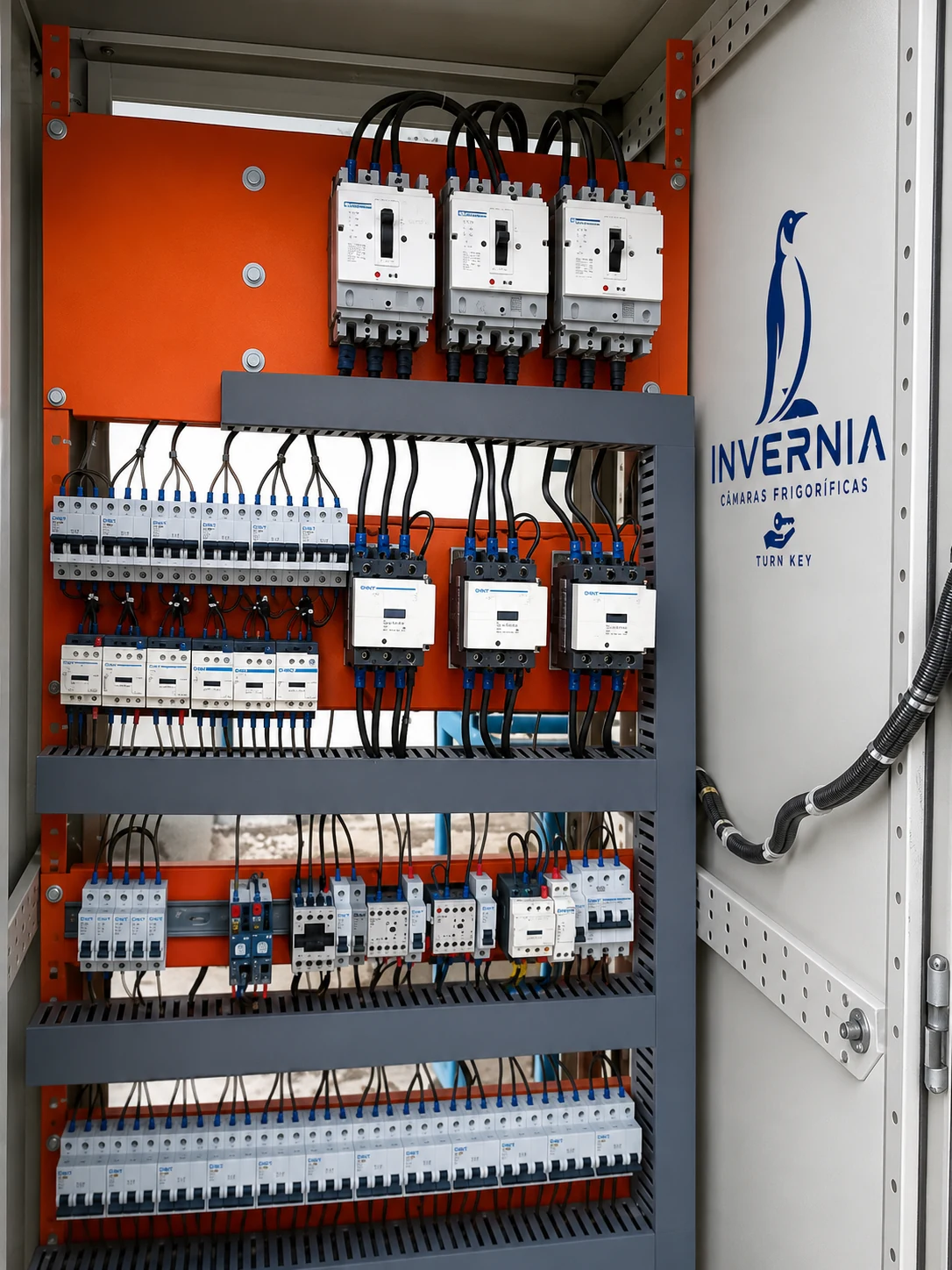 Componentes internos de painel de comando elétrico Invernia